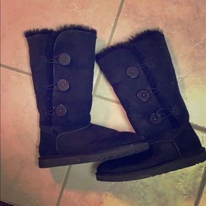 Tall black Ugg boots with buttons